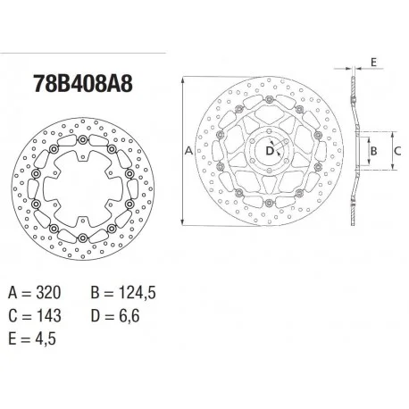 Disque de frein BREMBO Serie Oro Flottant 78B408A8