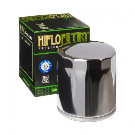 Filtre a huile moto HIFLOFILTRO HF174C chrome Harley Davidson