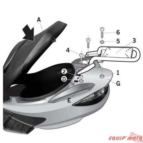 Fixation Top case Peugeot 125/200I CITYSTAR 2012-2017 50 CITYSTAR 2013-2017