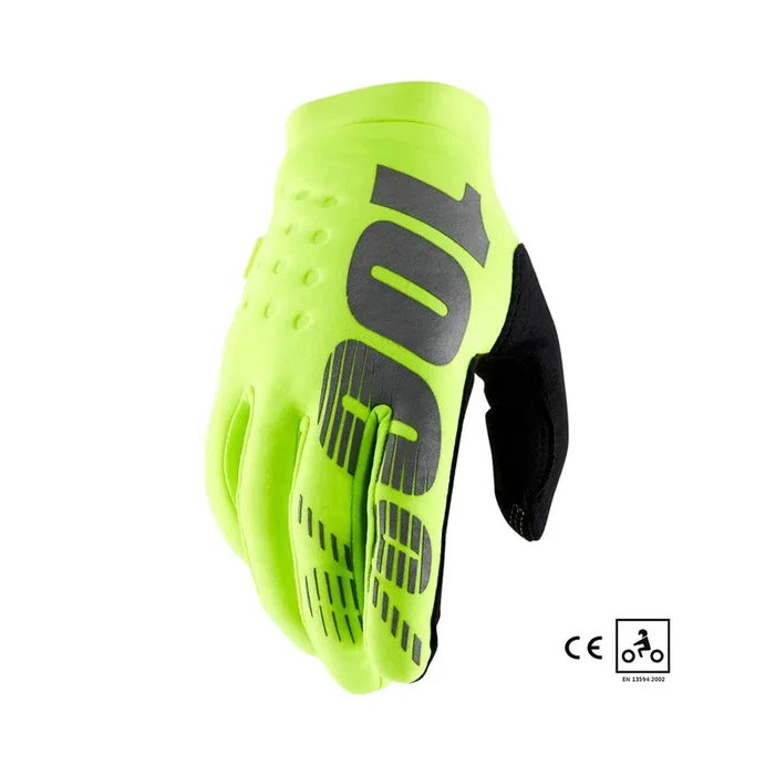 Gants Cross 100% BRISKER CE Jaune Fluo