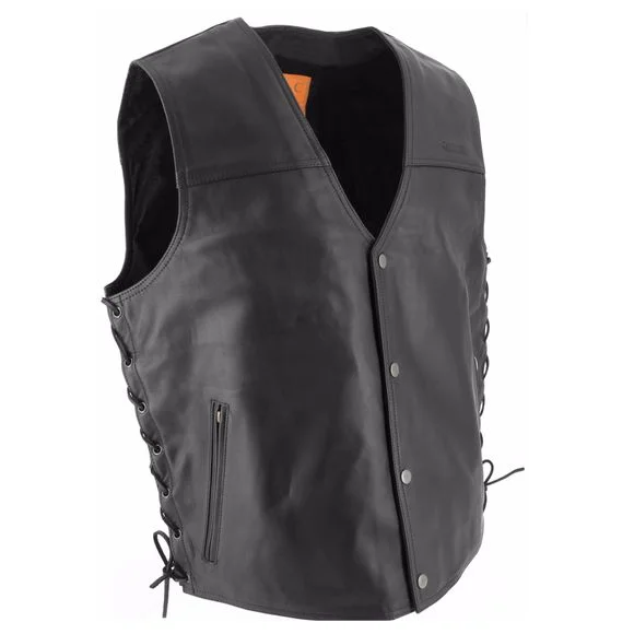 Gilet moto Soubirac CUIR LACET – Noir Ref : SB0092