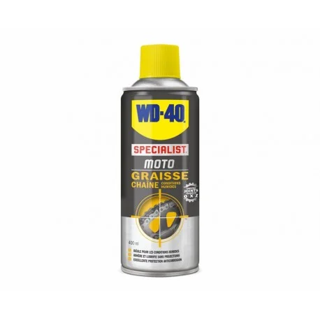 Graisse de chaine WD 40 Specialist Moto conditions humides – Spray 400 ml