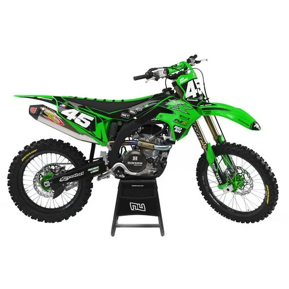 Kit déco RiderUnik DBY – Vert / NoirKAWASAKI 65 KX 65 (KX65A) – 2000 – 2015Ref : RU1137 / KAW-DBY-2