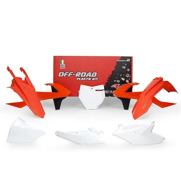 Kit plastiques R-tech 6 p K orange, blanc, noir – Orange / Blanc Ref : RTH0293 / RKITKTMOEM185