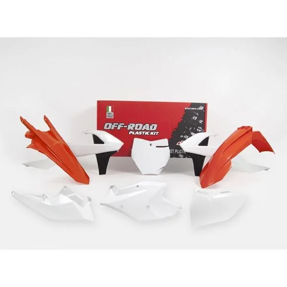 Kit plastiques R-tech 6 p oarnge-blanc-noir – Orange / Blanc Ref : RTH0310 / RKITKTMOEM526