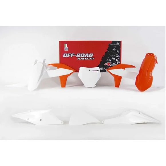 Kit plastiques R-tech 6 p Orange Blanc – Orange / Blanc Ref : RTH0317 / RKITKTMOEM599