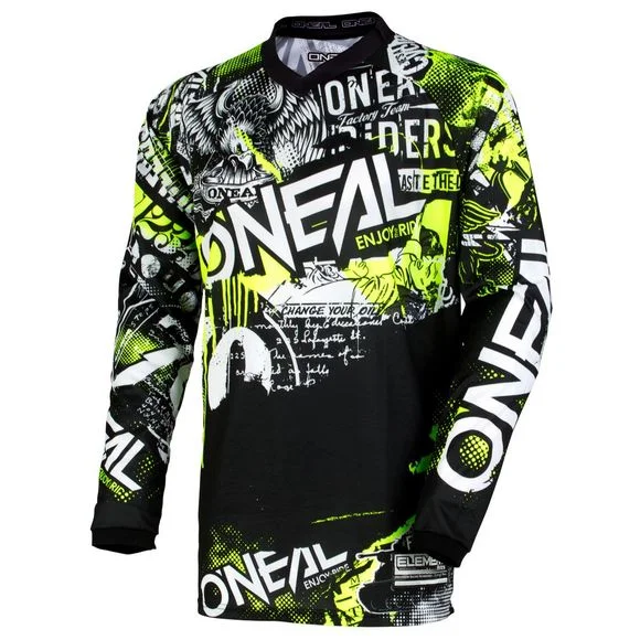 Maillot cross O’Neal ELEMENT – ATTACK – BLACK HI-VIZ 2023 – Noir / Jaune Ref : OL0839