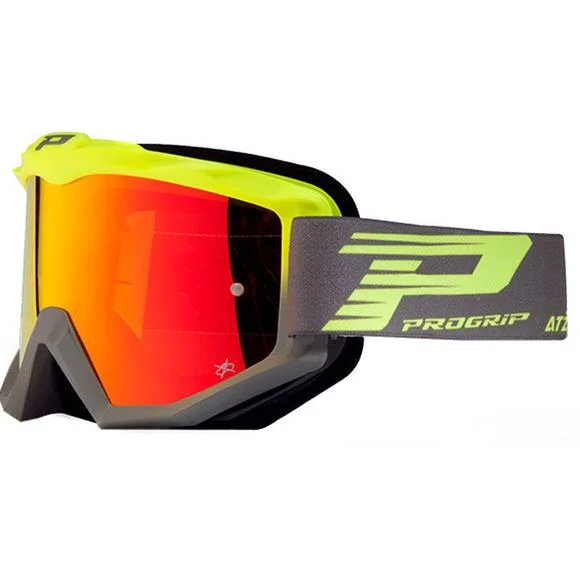 Masque cross Progrip ATZAKI Mirror Two 3201FL Jaune Fluo/Gris 2021 – Jaune / Gris Ref : PRG0188 / 3201FLJFG