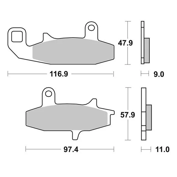 Plaquettes de freins SBS 626HS Sinter Métal Fritté avant Ref : 626HS / 626070