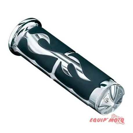 Poignees flamme chromees embout croix de malte