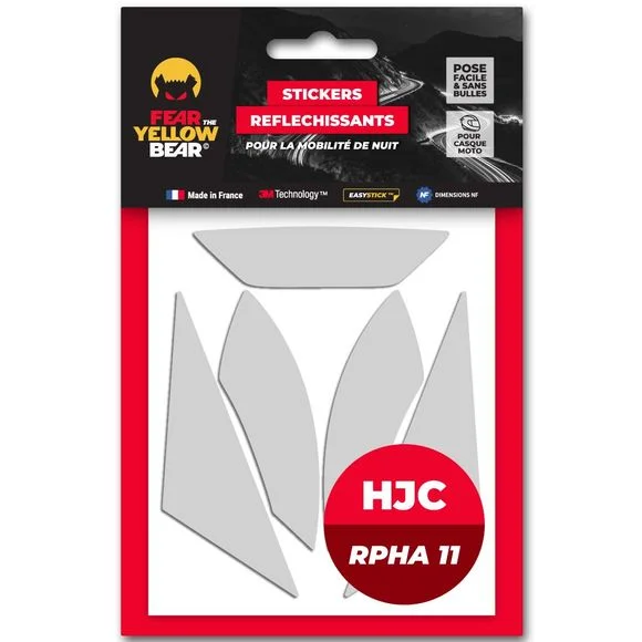 Stickers Réfléchissants Fear The Yellow Bear REPLICA HJC RPHA11 – Blanc Ref : FYB0015