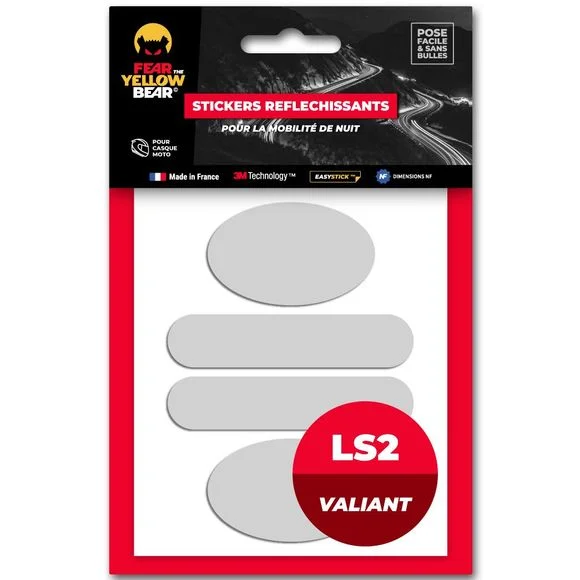 Stickers Réfléchissants Fear The Yellow Bear REPLICA LS2 VALIANT – Blanc Ref : FYB0017