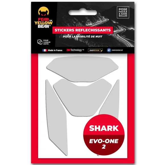 Stickers Réfléchissants Fear The Yellow Bear REPLICA SHARK EVO ONE 2 – Blanc Ref : FYB0019