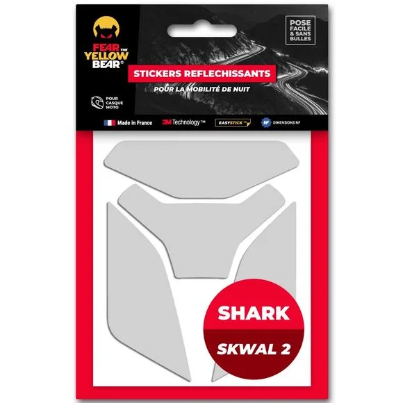 Stickers Réfléchissants Fear The Yellow Bear REPLICA SHARK SKWAL 2 – Blanc Ref : FYB0005
