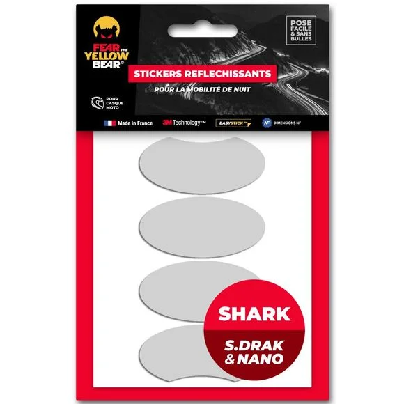 Stickers Réfléchissants Fear The Yellow Bear REPLICA SHARK STREET DRAK / NANO – Blanc Ref : FYB0020