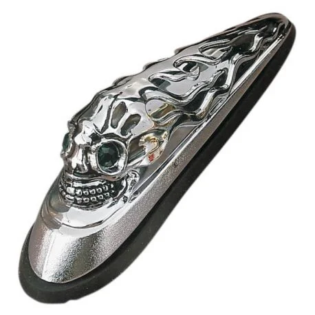 Tete de mort chrome avec yeux a leds